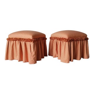 Hollywood Regency Style Upholstered Stools- a Pair For Sale