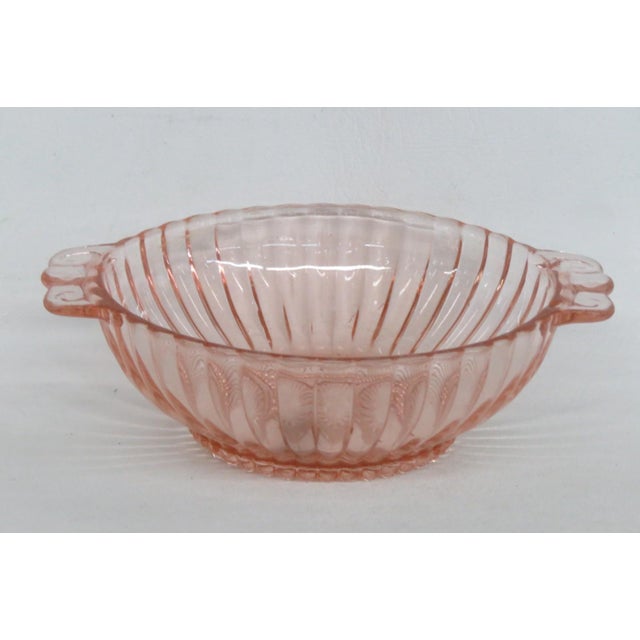 1930s Anchor Hocking Queen Mary Small Handled Serving Bowl Pink Depression Glass For Sale - Image 13 of 13