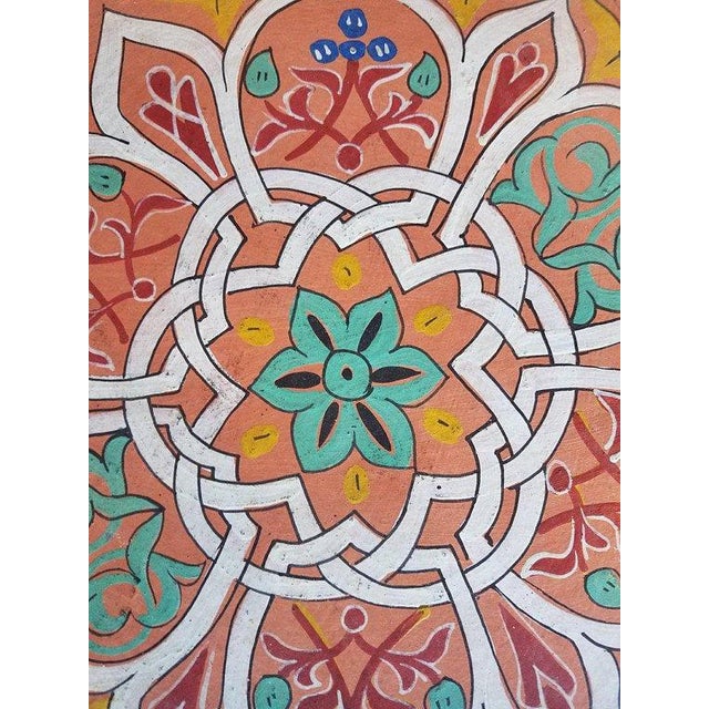 Salmon Color Hexagonal Hand-Painted Table For Sale - Image 4 of 6