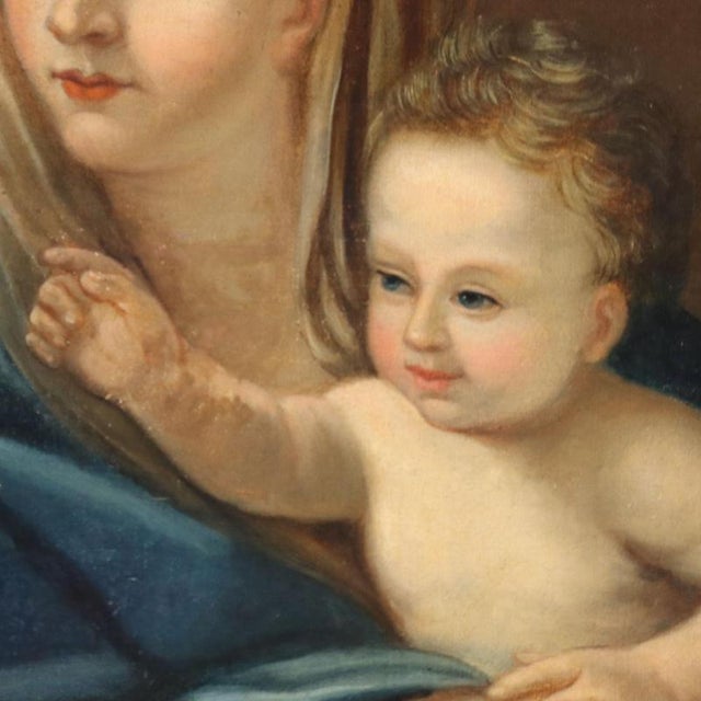 Virgin Mary with Jesus and St. John XVII Century, Canvas, Framed For Sale - Image 4 of 10