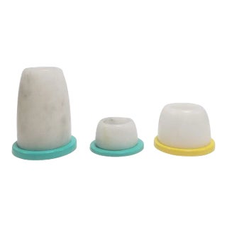 Vintage Albaster Candlestick Holder Set of 3 For Sale