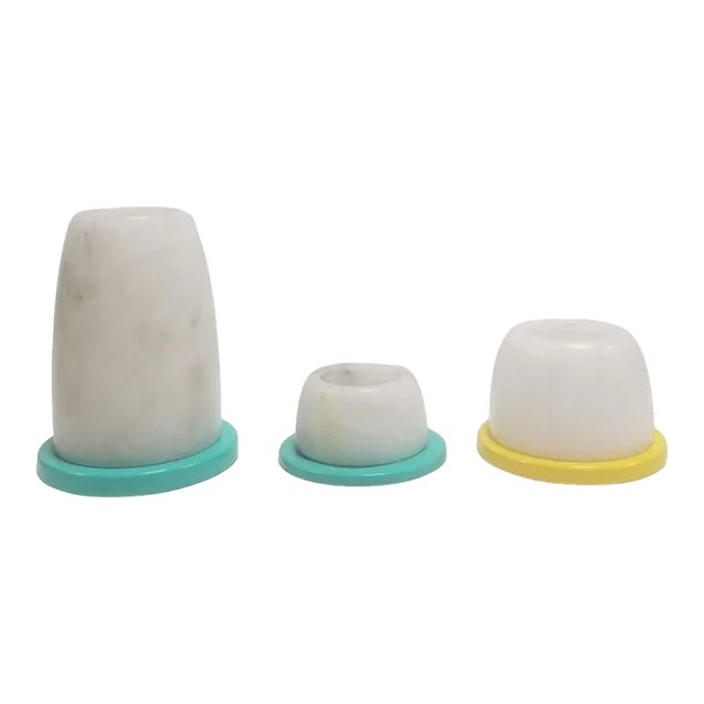 Vintage Albaster Candlestick Holder Set of 3 For Sale