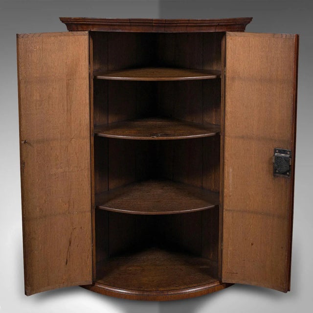 1750's Antique Bow Front Corner Cabinet For Sale - Image 4 of 9
