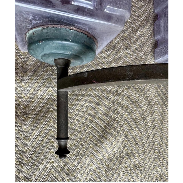 Early 20th Century Art Deco Modernist Bronze Steel Amethyst Consolidated Art Glass Sconce For Sale - Image 10 of 10