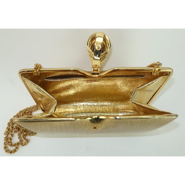 Rodo Italian Brushed Gold Convertible Clutch Handbag, 1970's For Sale - Image 11 of 15