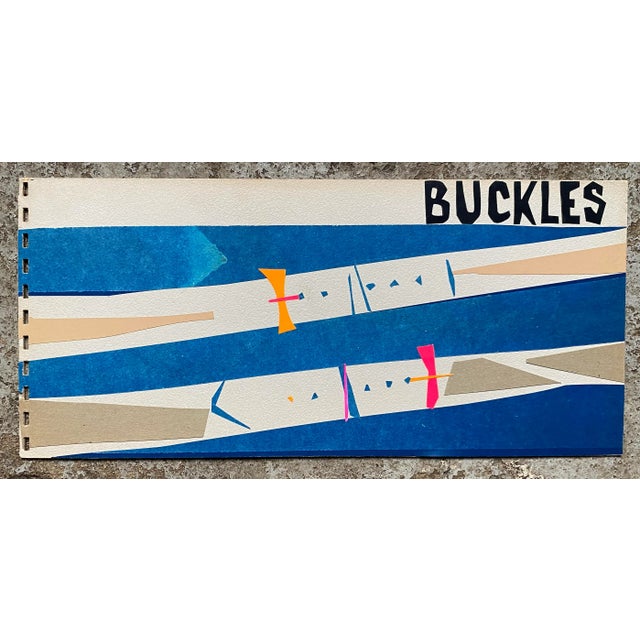 MCM collage of belt buckles. Unsigned, each element is cut out and some are painted.