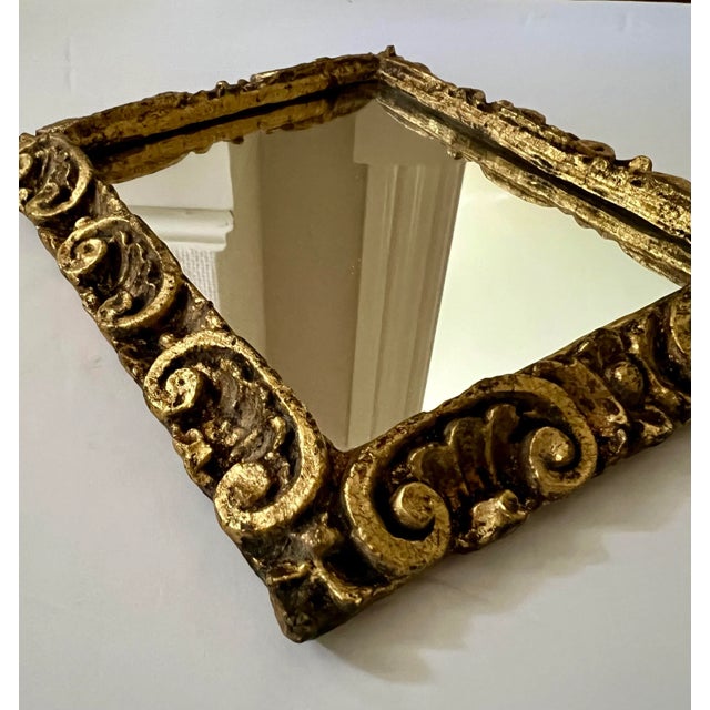 Wood Vintage Mini Gilt Mirror For Sale - Image 7 of 8