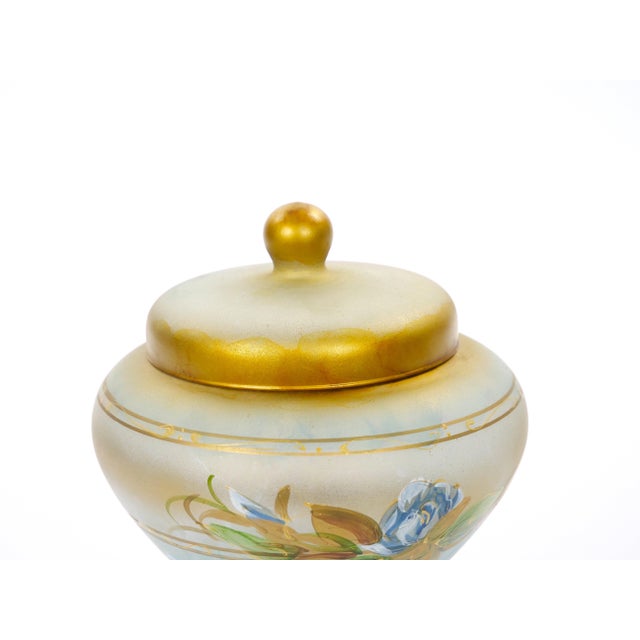 Mid 20th Century Mid-Century Modern Italian Venetian Art Glass Gilt & Painted Covered Jar For Sale - Image 5 of 10