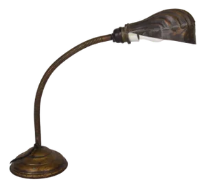 Art Deco Articulated Brass Gooseneck Desk Lamp, 1920s
