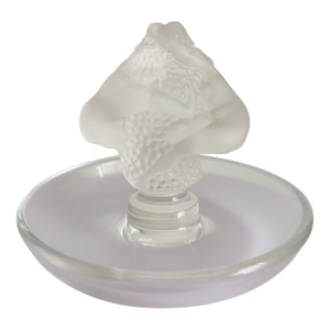 1970s Lalique Crystal "Roxane" Ring Dish – Frosted & Clear Glass