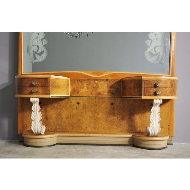 Large Console With Attached Tables & Mirror, 1950s, Set of 3 For Sale - Image 16 of 18