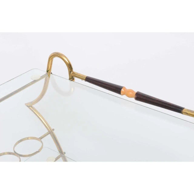 1950 Italian Brass and Glass Bar Cart Trolley Server For Sale - Image 10 of 10