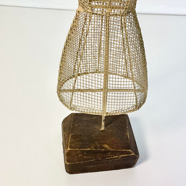 Metal 1960s Vintage French Boho Chic Tabletop Tole Mesh Tabletop Mannequin Sculpture For Sale - Image 7 of 12
