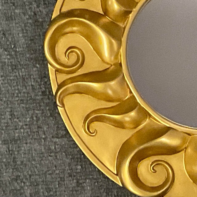 Brass 1980s Post Modern Hollywood Regency Sun Accent Wall Mirror. For Sale - Image 8 of 11