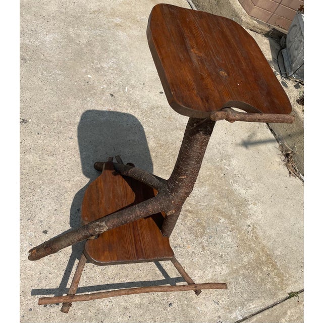 Cabin Rustic Twig Stick Branch Handmade Guitar Stand Holder Table Adirondack Cabin For Sale - Image 3 of 12