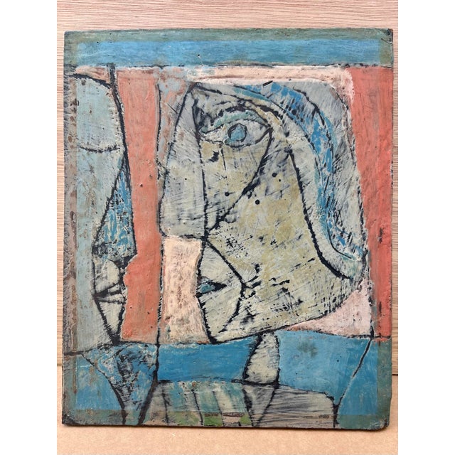 Abstract Expressionist Painting on Board. Circle of Afro Basaldella. Abstract expressionist painting pictures two...
