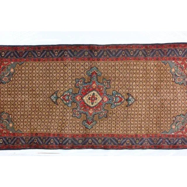 Wool pile genuine Handmade vintage Persian Bijar Gallery carpet-