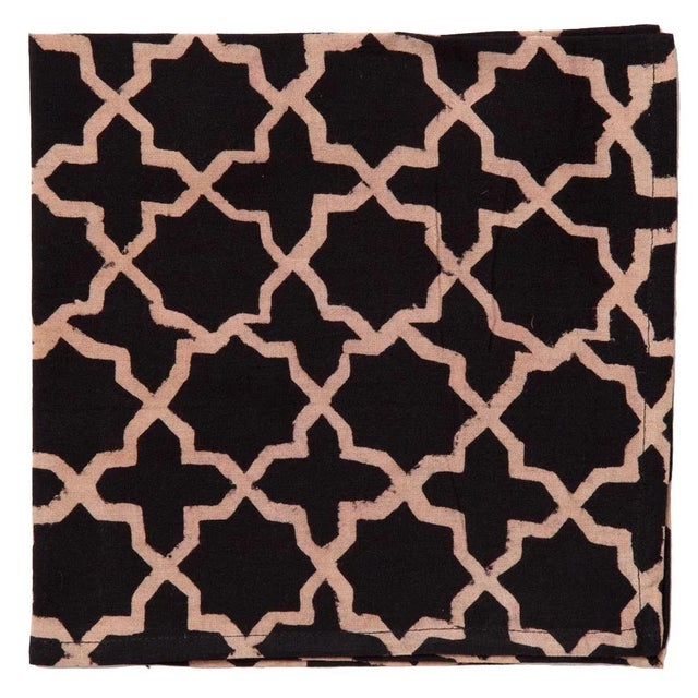 Contemporary Countryside Lattice Napkins, Black - A Pair For Sale - Image 3 of 4