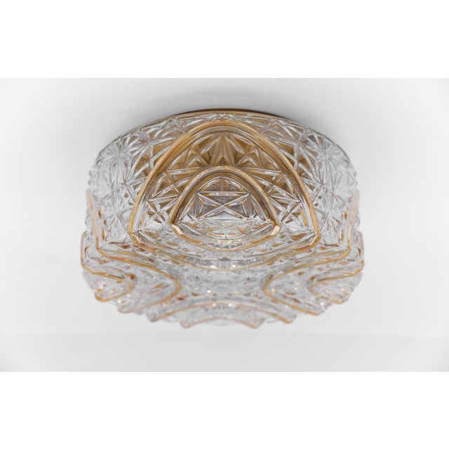 Roiund 3D Amber Glass Flush Mount Lamp by Limburg, Germany, 1960s For Sale - Image 10 of 15