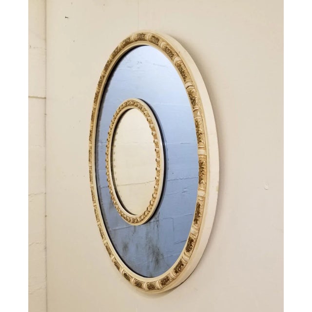 1930s Nurre Co Art Deco Cobalt Blue and Clear Glass Round Mirror For Sale - Image 12 of 13
