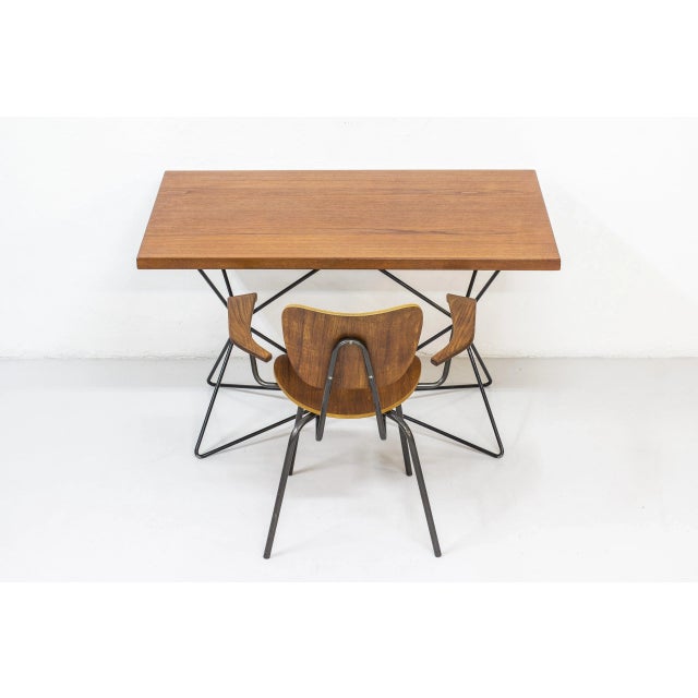 Brown Mid-Century Swedish Tubular Steel and Teak Armchair For Sale - Image 8 of 16