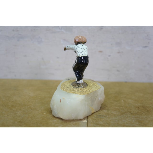 1984 Ron Lee Signed 24k Gold Dancing Polka Dot Clown Sculpture Onyx 4" For Sale - Image 10 of 13