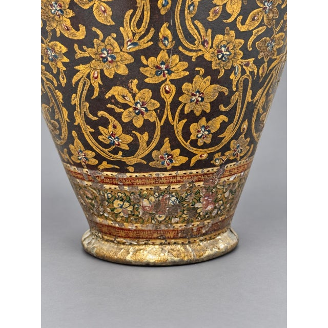 English Antique 19th Century or Earlier, Kashmiri Gilt Papier-Mache Lacquer Lidded Vase For Sale - Image 3 of 13