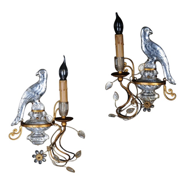 Crystal and Bronze Wall Sconces in the style of Maison Baguès, 1960s, Set of 2 For Sale