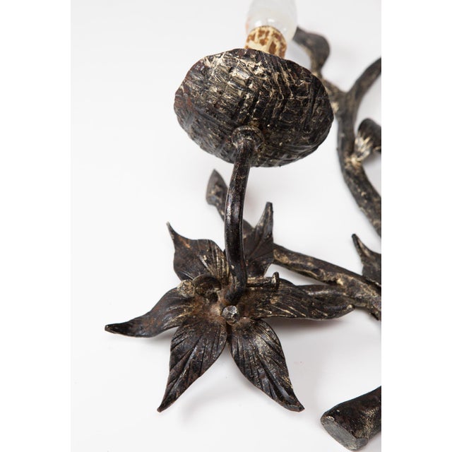 Brutalist Spanish Wrought Iron Wall Sconce, 1950 For Sale - Image 4 of 10