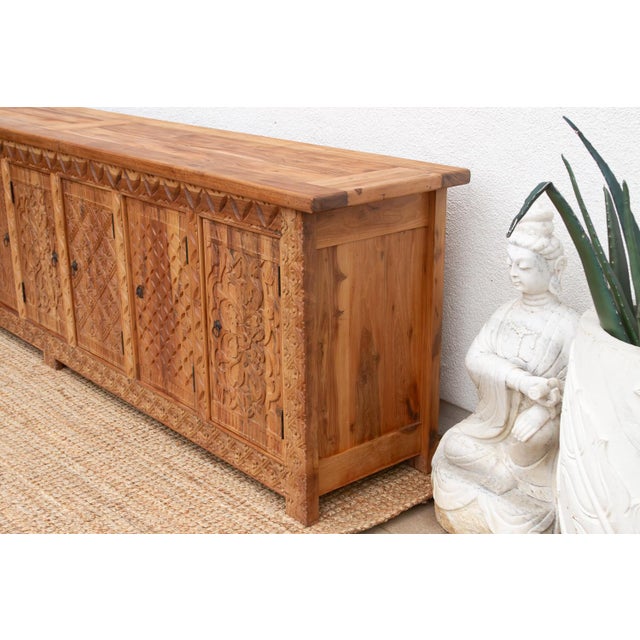 120" Long Coromandel Coast Carved Sideboard For Sale - Image 10 of 12