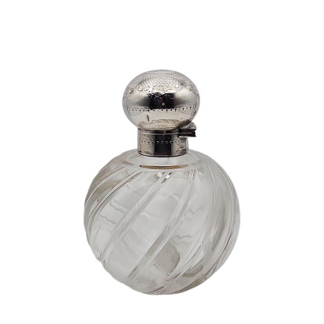 Metal Birmingham England Sterling Silver & Cut Crystal Perfume Bottle For Sale - Image 7 of 12