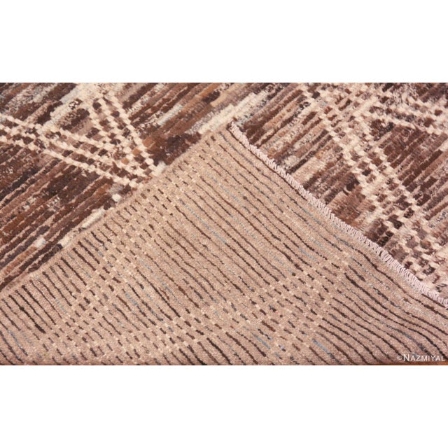 Nazmiyal Collection Earthy Brown Tribal Geometric Diamond Pattern Modern Area Rug For Sale In New York - Image 6 of 6
