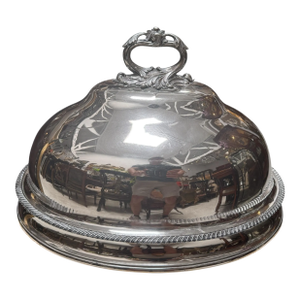 Huge Antique Sheffield English Silver Plate Food Dome Cloche
