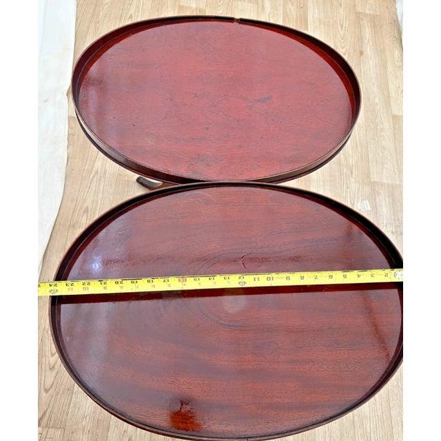Vintage Mersman Accent Oval Side Tables, Lyre Harp Base, Mahogany Set of Two For Sale - Image 14 of 18