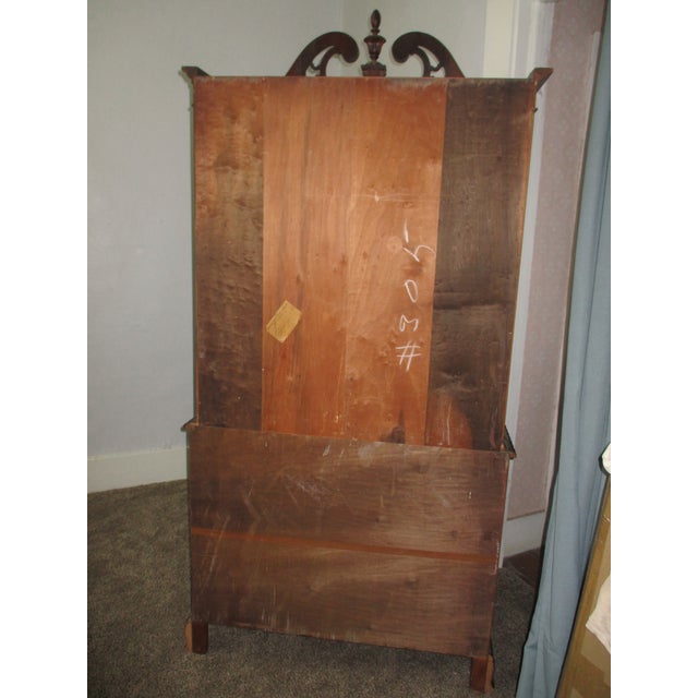 Brown 1930s Bernhardt Co. Georgian Heavy Carved Mahogany Mullioned Glass Breakfront For Sale - Image 8 of 12