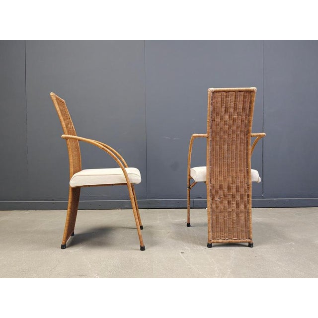 Vintage Wicker High-Back Dining Chairs, 1980s, Set of 6 For Sale - Image 4 of 14