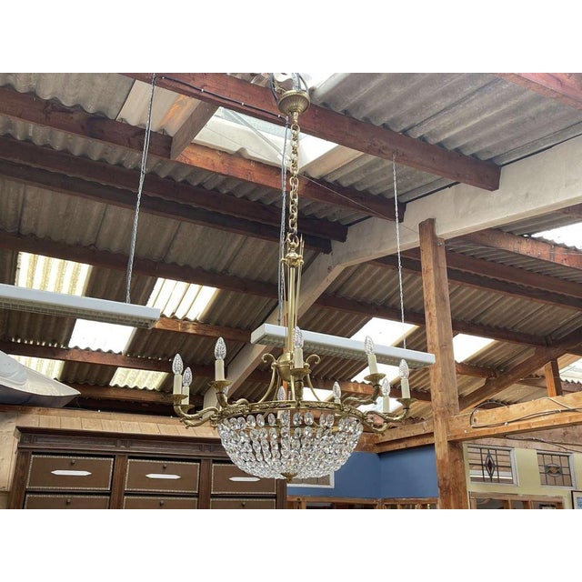 10-Light Chandelier in Bronze and Cut Crystal, 1960s For Sale - Image 14 of 14