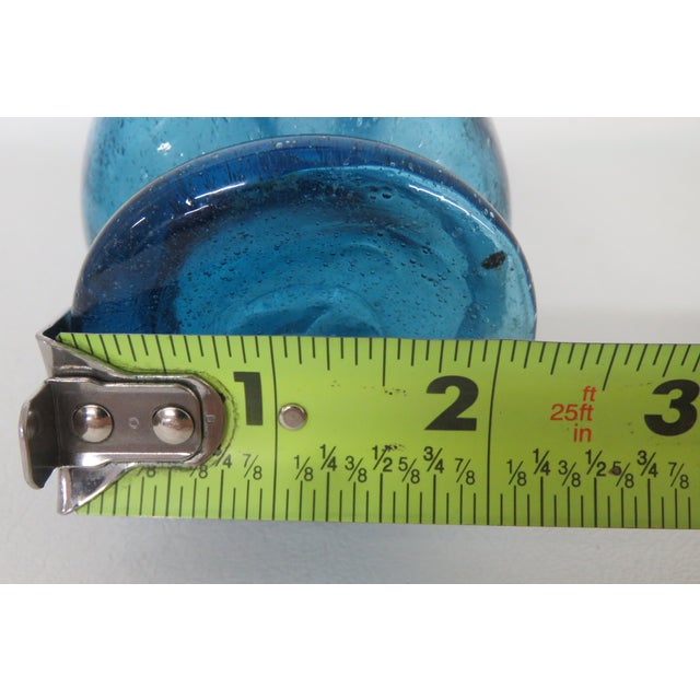 Small Aqua Blue Vase Mexican Hand Blown Art Glass With Fluted Ruffle Rim 4742b For Sale - Image 12 of 14