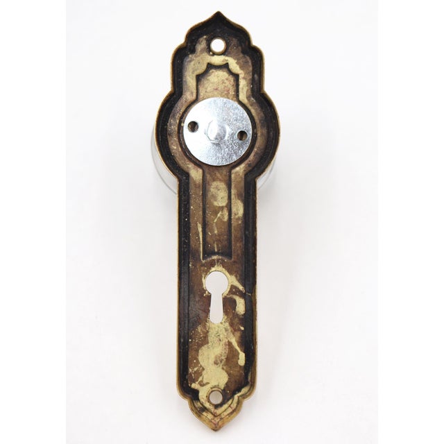 Vintage Art Deco Glass Dummy Single Door Knob Set For Sale - Image 4 of 4