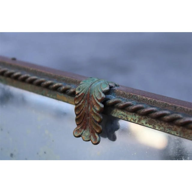 Italian Table Mirror with Acanthus Leaves in Burnished Brass, 1950s For Sale - Image 10 of 12