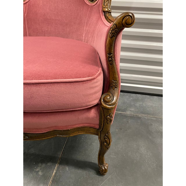 1980s Victorian Style Rose Pink Wingback Chair For Sale In Philadelphia - Image 6 of 12