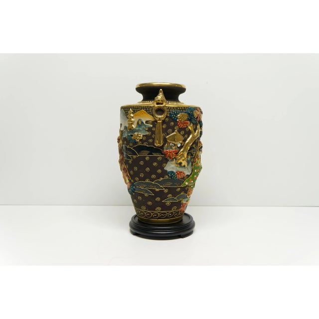 Japanese High Relief Satsuma Vase For Sale - Image 4 of 9
