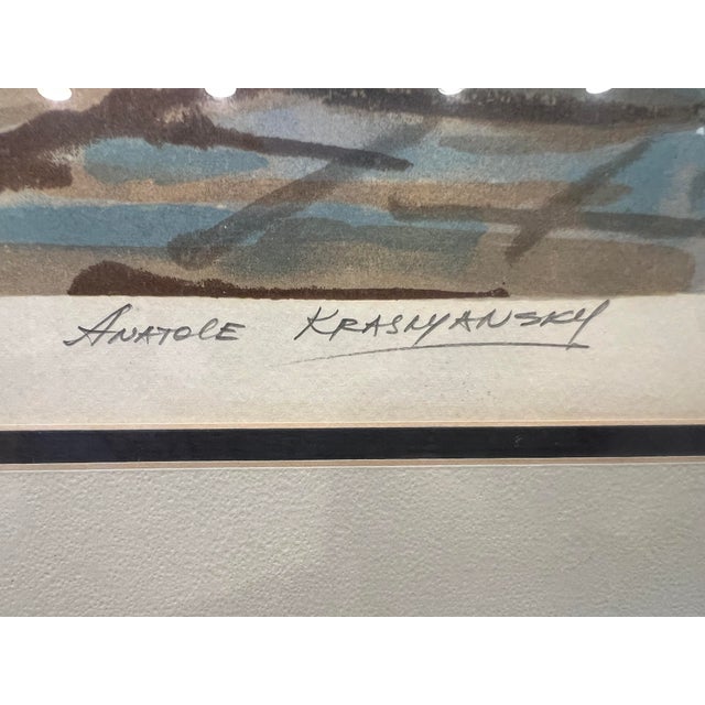 Paint Gorgeous Watercolor Serigraph a/P Signed by Anatole Krasnyansky "Rostov Blue" 30"w 23"h For Sale - Image 7 of 9