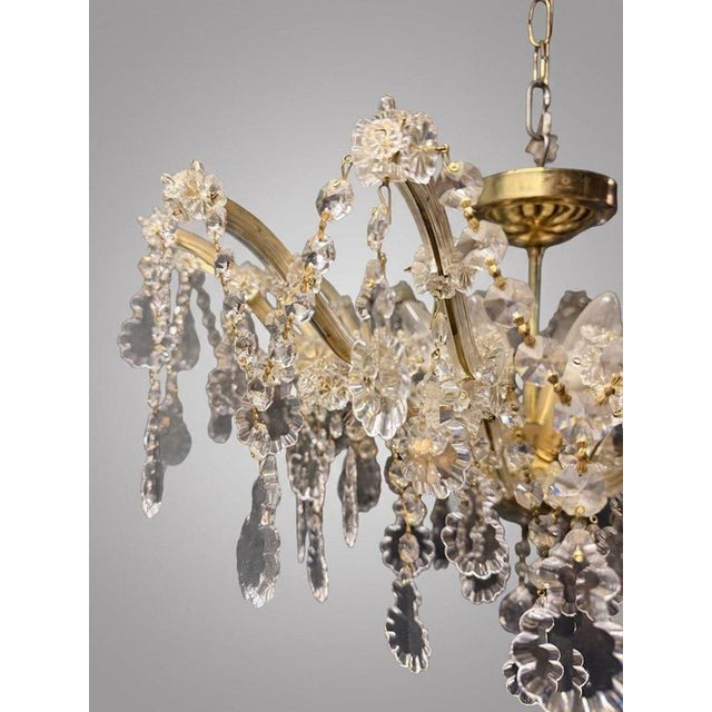 Marie Theresa Brass and Crystal 8-Light Semi Flush Chandelier For Sale - Image 4 of 8