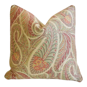Designer Clarence House Paisley Floral Fabric Feather/Down Pillow