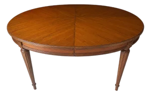 Vintage Traditional Oval Dining Table With Bookmatched Walnut Veneer Top