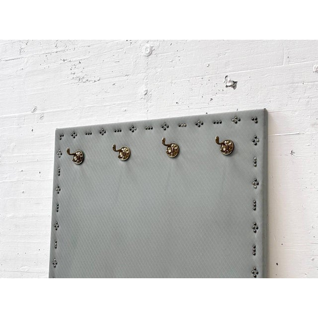 Vintage Wall-Mounted Coat Rack with Brass Hooks For Sale - Image 4 of 11