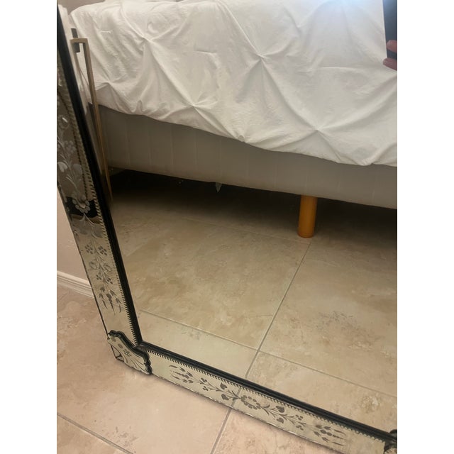 French Gorgeous Venetian Floral Etched Wall Mirror - 2 Available For Sale - Image 3 of 12