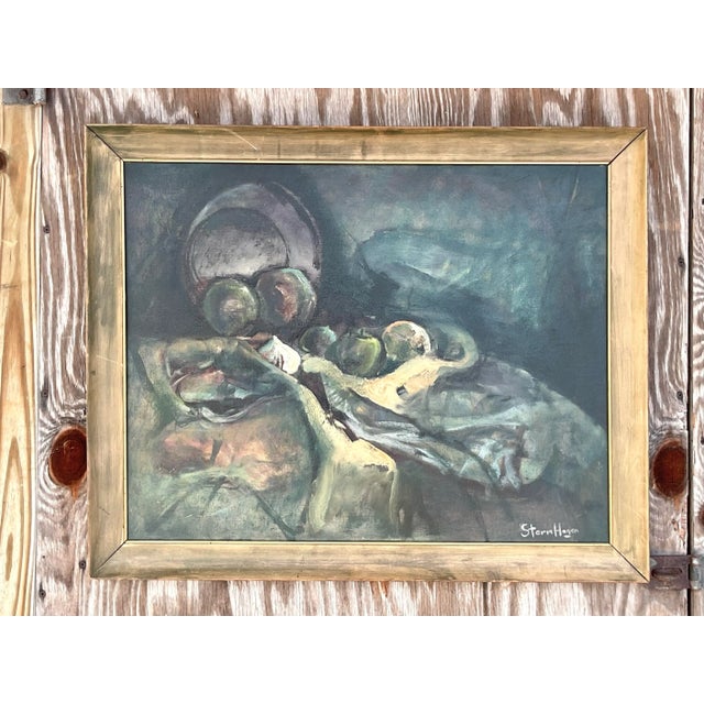 Vintage Boho Original Oil Painting Signed Stern Hagen For Sale - Image 4 of 8
