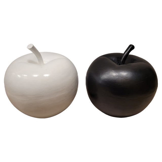 Apples in Black and White Ceramic, Italy, 1970s, Set of 2 For Sale